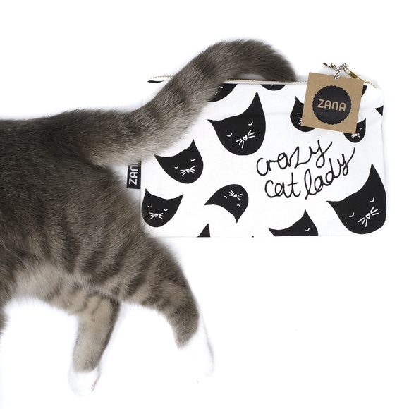 Crazy Cat Lady canvas zippered pouch, Zane Products fabric pouch - Picture 4 of 9